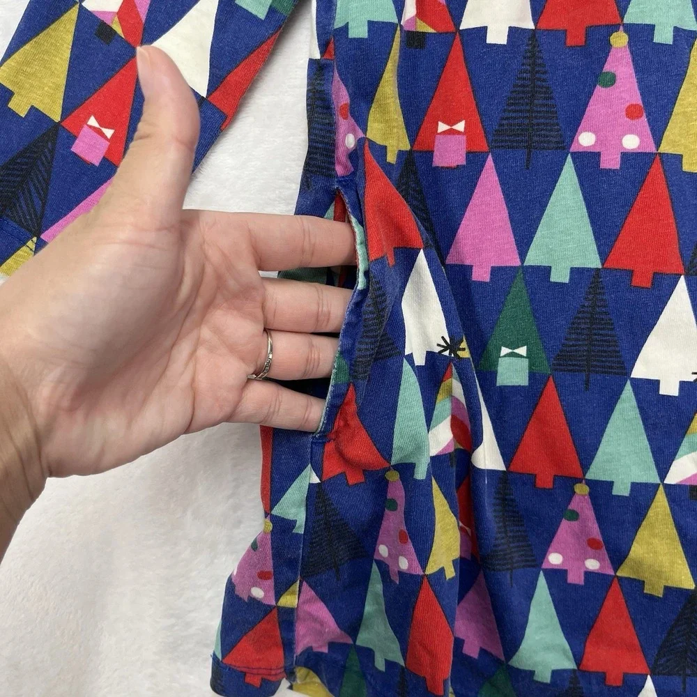 Hanna Andersson A-Line Dress Toddler Girls 4 Christmas Tree Colorful Pockets